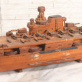 Lot 079 - Vintage WWII-Era Sailor-Made Folk Art Wooden Model Of Uss Lexington (Cv-2) Aircraft Carrier, As Found, 21-1/4" L