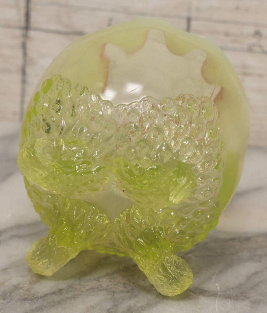 Lot 080 - Antique Jefferson Glass Fancy Fantail Opalescent Uranium (Vaseline) Glass Footed Rose Bowl, Circa 1900–1910