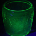 Lot 081 - Vintage Hocking Glass Green Depression Glass “Cameo / Ballerina” Biscuit Jar, Uranium Glass, No Lid, Circa 1930s, 5-1/4"
