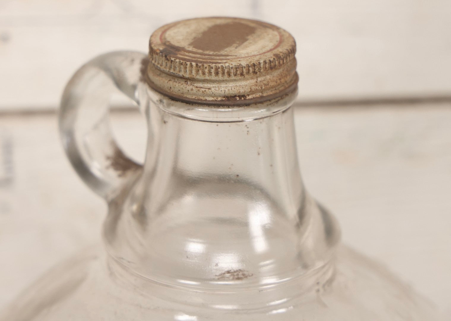 Lot 087 - Pair Of Vintage Clear Glass Jugs With Later-Applied Green “Formaldehyde” Paper Labels From Florida Hardware Co.