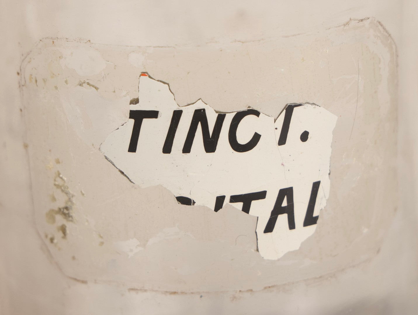 Lot 090 - Trio Of Antique Apothecary Glass Bottles With Ground Stoppers, Mixed Sizes, Worn And Partially Detached Labels, Residue And Staining, Poor As-Found Condition