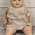 Lot 091 - Vintage Composition Baby Doll With Blue Sleep Eyes, Red Hair, And Original Outfit, 25" H