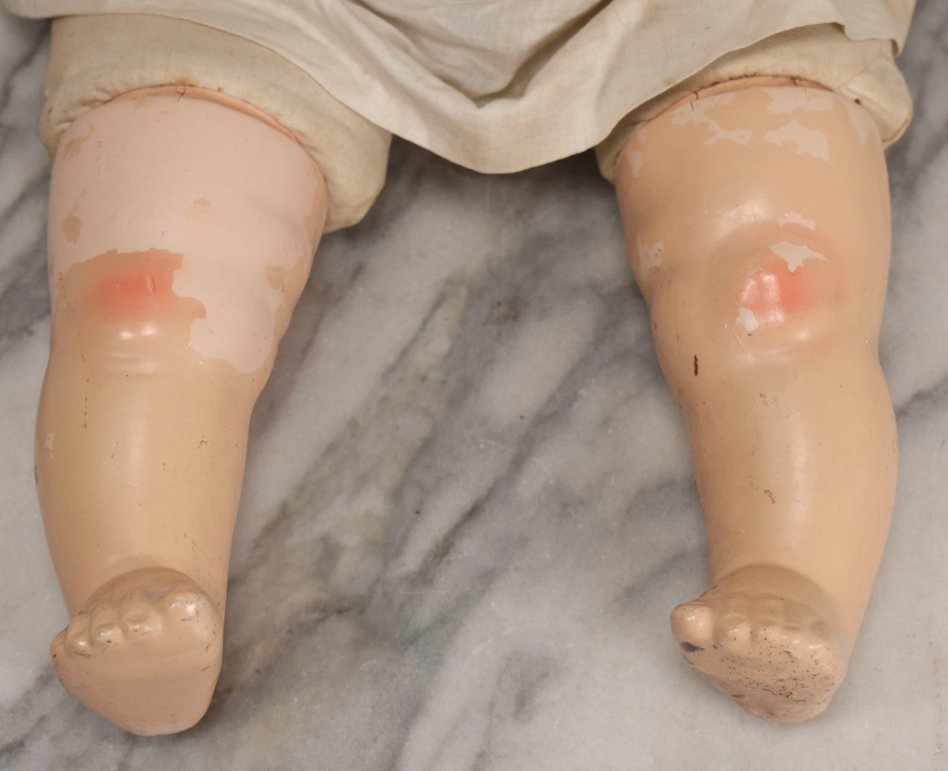 Lot 091 - Vintage Composition Baby Doll With Blue Sleep Eyes, Red Hair, And Original Outfit