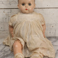 Lot 092 - Vintage Composition Baby Doll With Blue Sleep Eyes, Brown Hair, And Original Outfit, 21" H