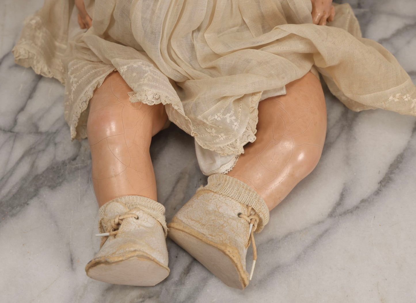 Lot 092 - Vintage Composition Baby Doll With Blue Sleep Eyes, Brown Hair, And Original Outfit, 21" H