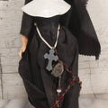 Lot 099 - Vintage Plastic Nun Doll With Habit And Rosary, 11" H