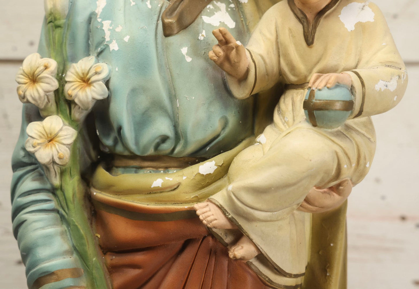 Lot 102 - Vintage Chalkware Saint Joseph With The Child Jesus Figural Religious Sculpture