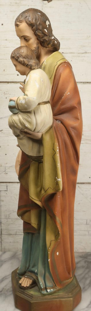 Lot 102 - Vintage Chalkware Saint Joseph With The Child Jesus Figural Religious Sculpture