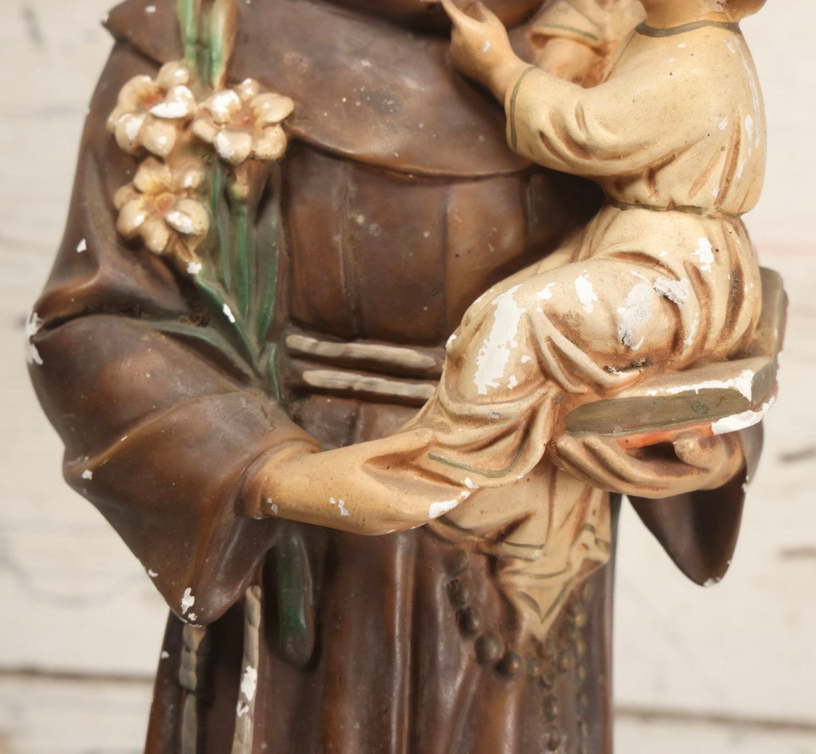 Lot 103 - Vintage Chalkware Saint Anthony With The Child Jesus Figural Religious Sculpture