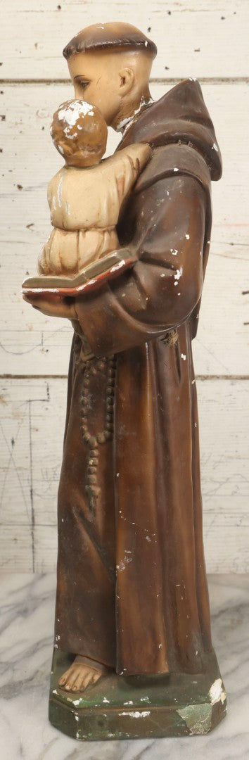 Lot 103 - Vintage Chalkware Saint Anthony With The Child Jesus Figural Religious Sculpture