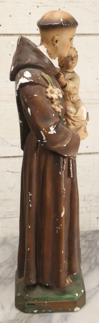 Lot 103 - Vintage Chalkware Saint Anthony With The Child Jesus Figural Religious Sculpture