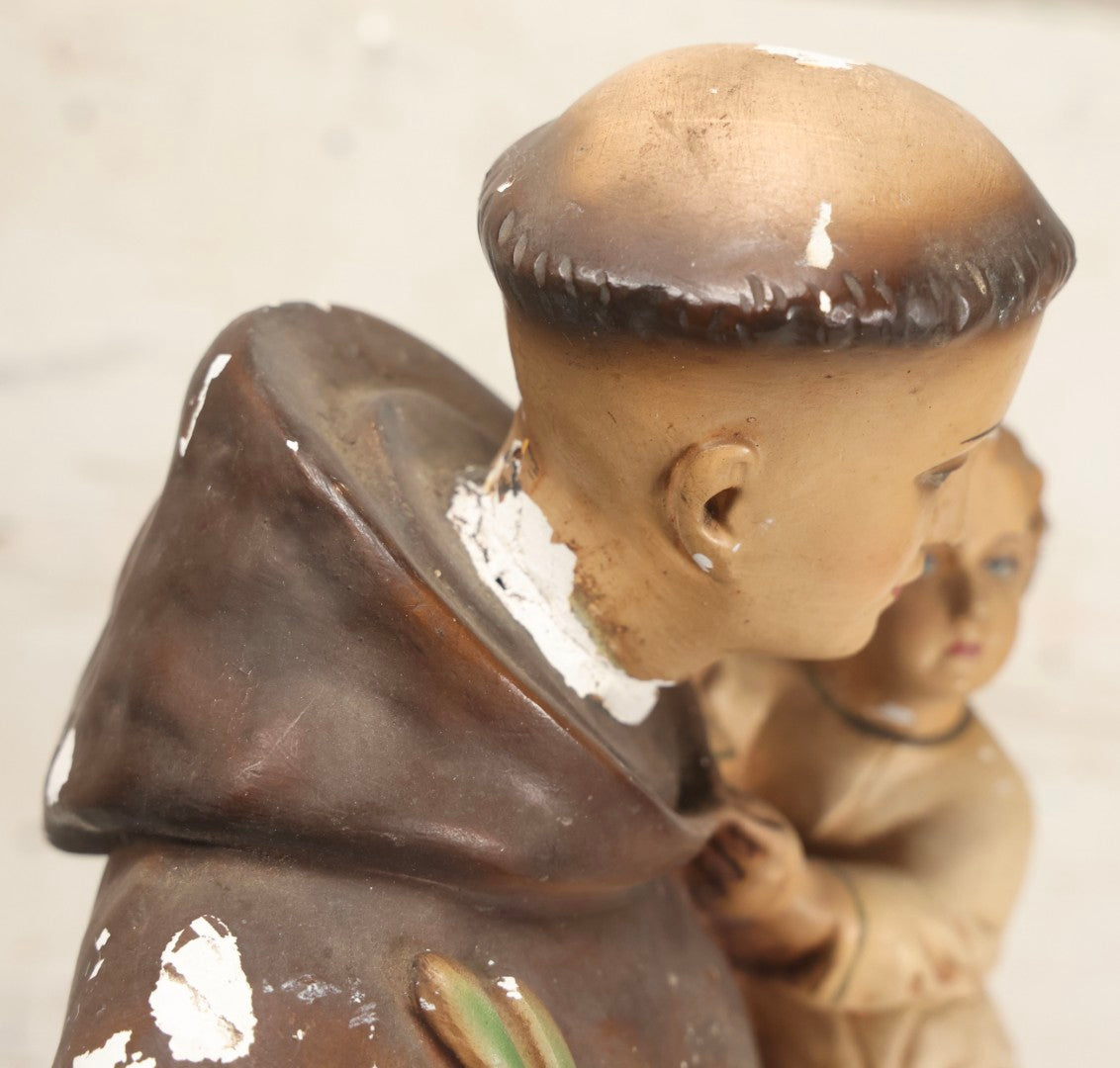 Lot 103 - Vintage Chalkware Saint Anthony With The Child Jesus Figural Religious Sculpture