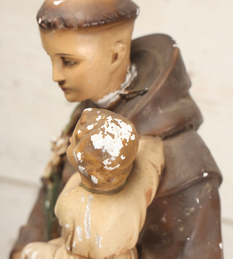 Lot 103 - Vintage Chalkware Saint Anthony With The Child Jesus Figural Religious Sculpture