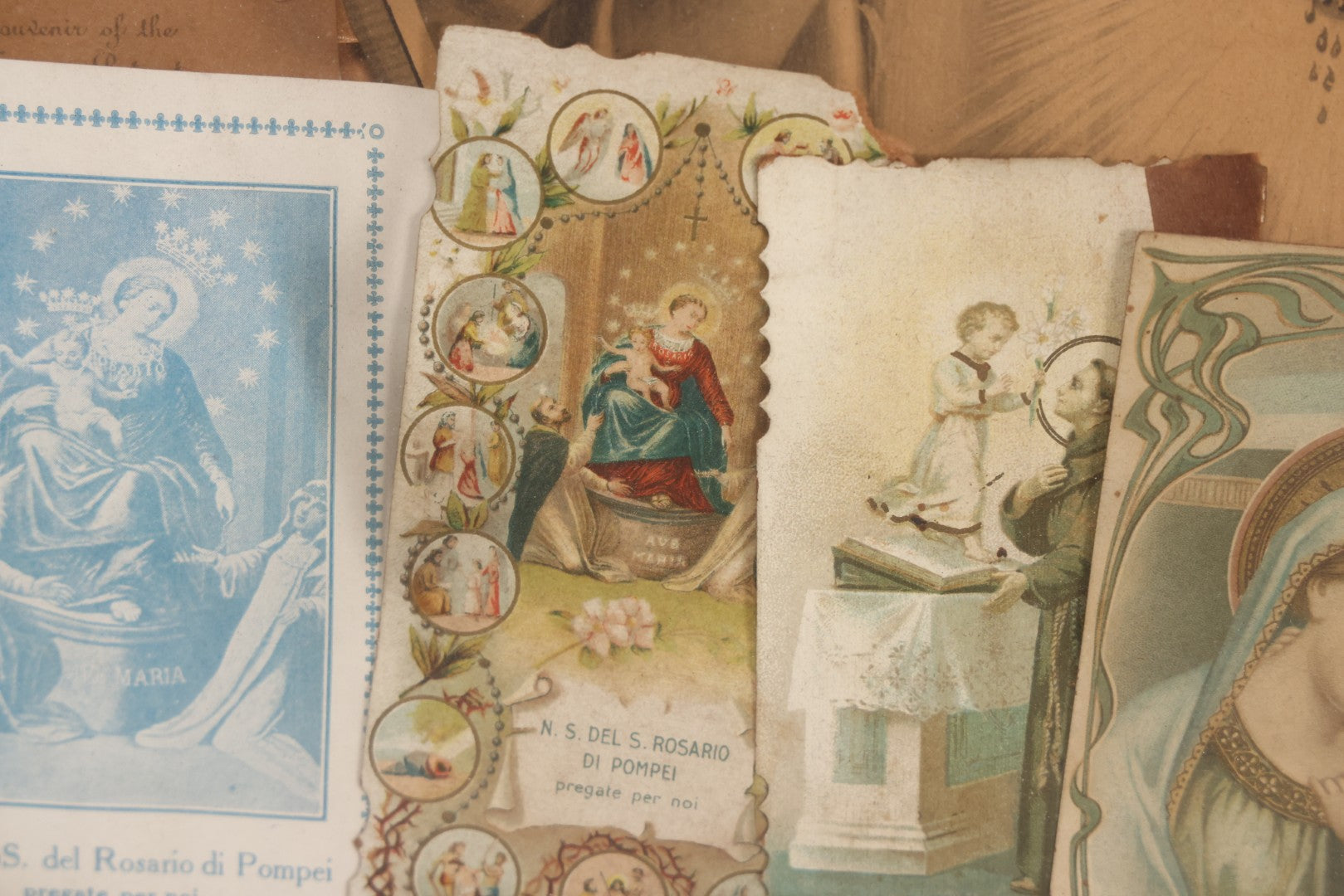 Lot 105 - Vintage Framed Religious Collage With Lithographic Prints, Prayer Cards, And Palm Sunday Crosses