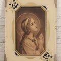 Lot 108 - Vintage Framed Religious Print Of Praying Girl With Reverse-Painted Glass Frame, 5-5/8" x 7-5/8"