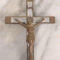 Lot 109 - Vintage Brass Pectoral Golgotha Crucifix With Skull And Crossbones Motif, 6-1/2" H
