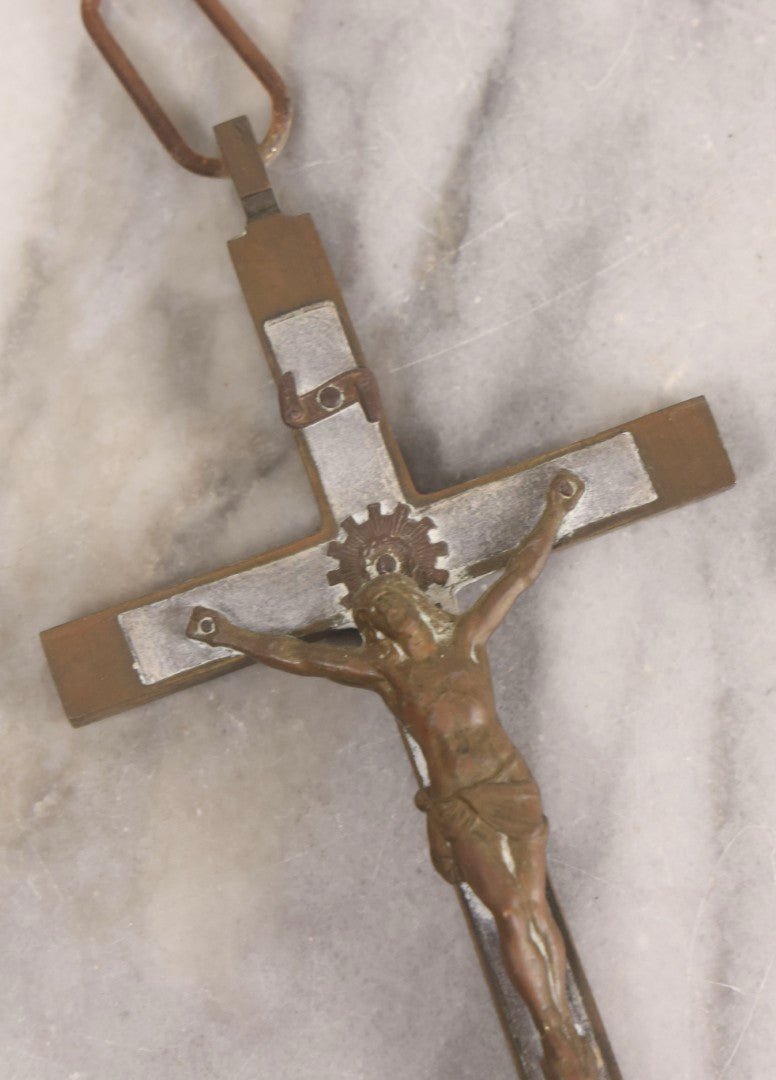 Lot 109 - Vintage Brass Pectoral Golgotha Crucifix With Skull And Crossbones Motif