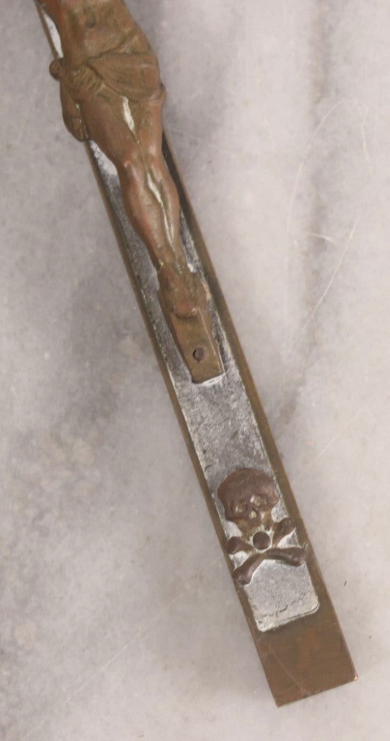 Lot 109 - Vintage Brass Pectoral Golgotha Crucifix With Skull And Crossbones Motif