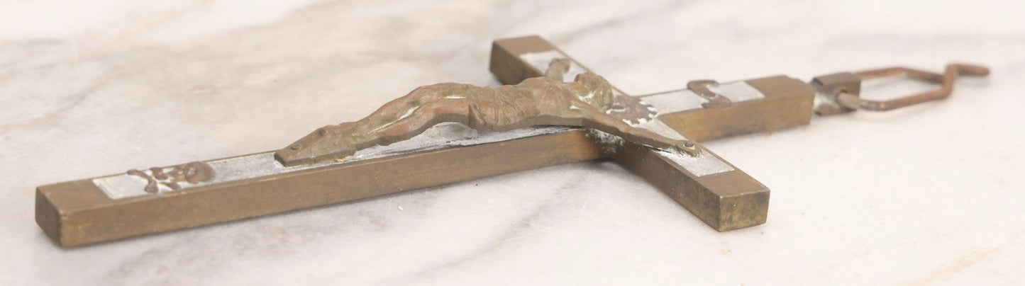 Lot 109 - Vintage Brass Pectoral Golgotha Crucifix With Skull And Crossbones Motif