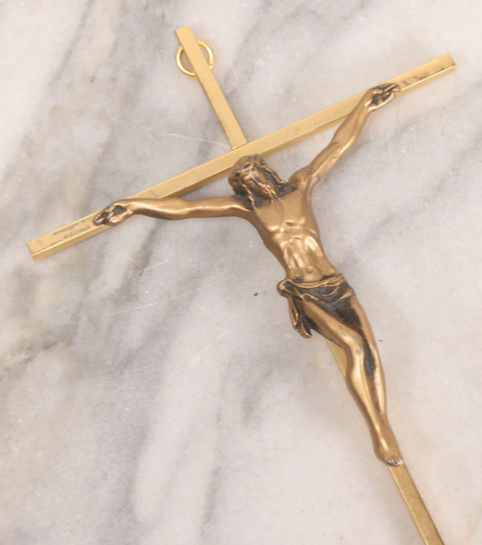 Lot 112 - Grouping Of Four Modern And Vintage Metal Crucifixes With Mixed Finishes
