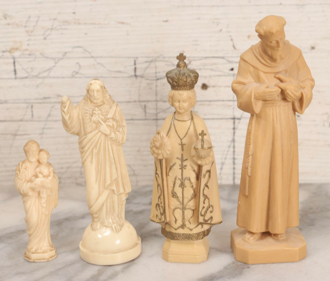 Lot 114 - Grouping Of Nine Vintage And Modern Religious Figurines And Devotional Objects