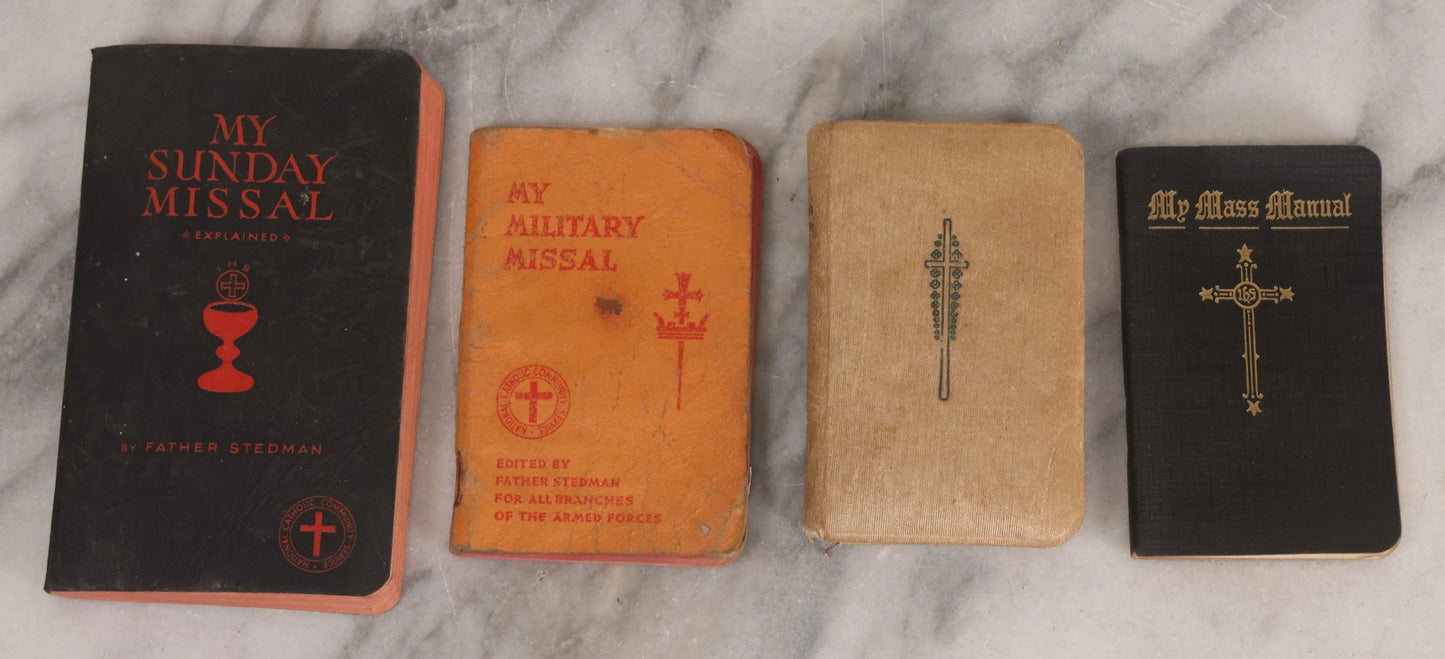 Lot 117 - Grouping Of Four Vintage Catholic Prayer And Missal Books Including Sunday And Military Editions