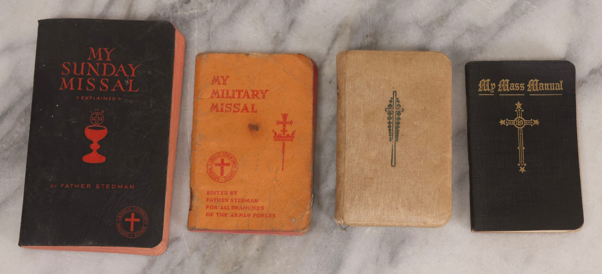 Lot 117 - Grouping Of Four Vintage Catholic Prayer And Missal Books Including Sunday And Military Editions