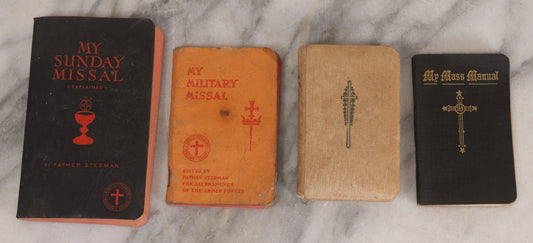 Lot 117 - Grouping Of Four Vintage Catholic Prayer And Missal Books Including Sunday And Military Editions