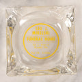 Lot 119 - Vintage Clear Glass Funeral Home Advertising Ashtray With Yellow Lettering For Leo J. Mikelski Funeral Home, Plains, Pennsylvania