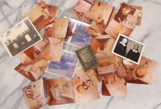 Lot 122 - Grouping Of 30+ Vintage Funeral Photographs Including Color Snapshots, Nun And Priest Images, And Hearse Views