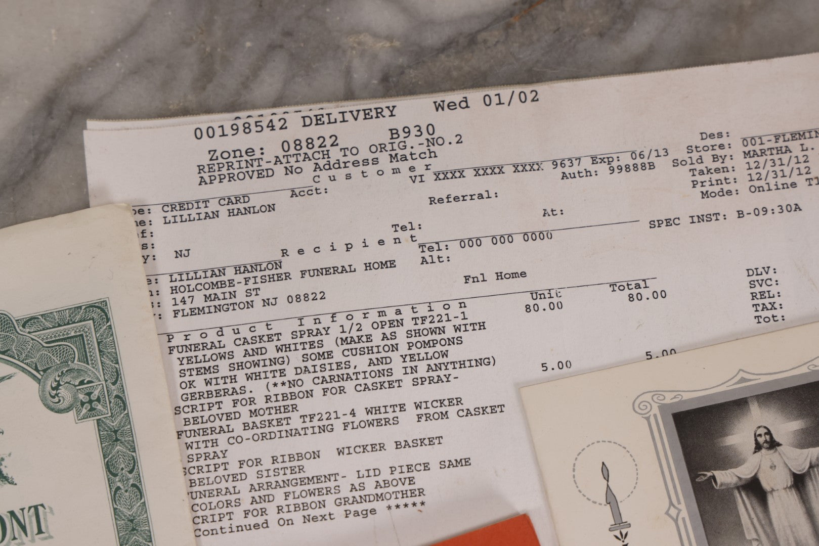 Lot 123 - Grouping Of Antique And Vintage Religious And Funeral Ephemera Including Memorial Card For Margaret Burnett And Belmont Casket Advertising