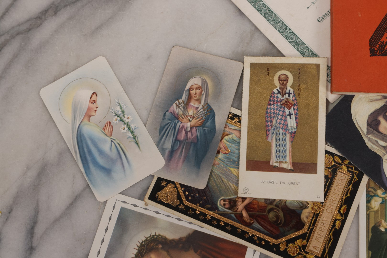 Lot 123 - Grouping Of Antique And Vintage Religious And Funeral Ephemera Including Memorial Card For Margaret Burnett And Belmont Casket Advertising