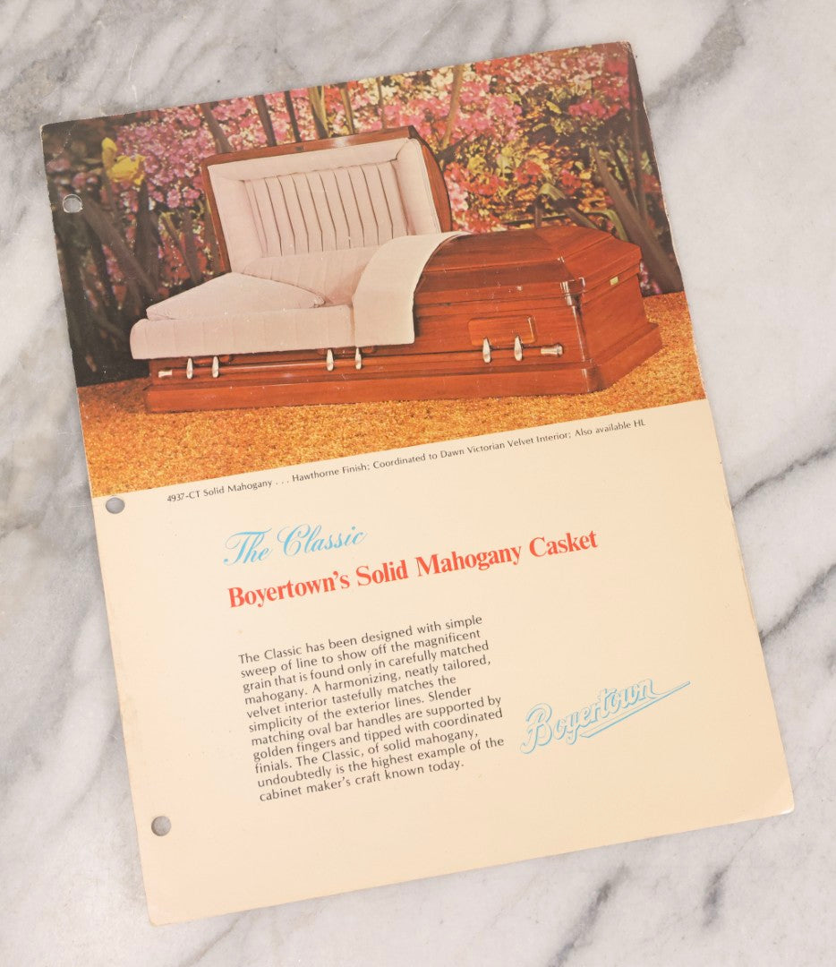 Lot 125 - Grouping Of 11 Vintage Boyertown Casket Company Advertising Brochures And Photographs With Pricing Information
