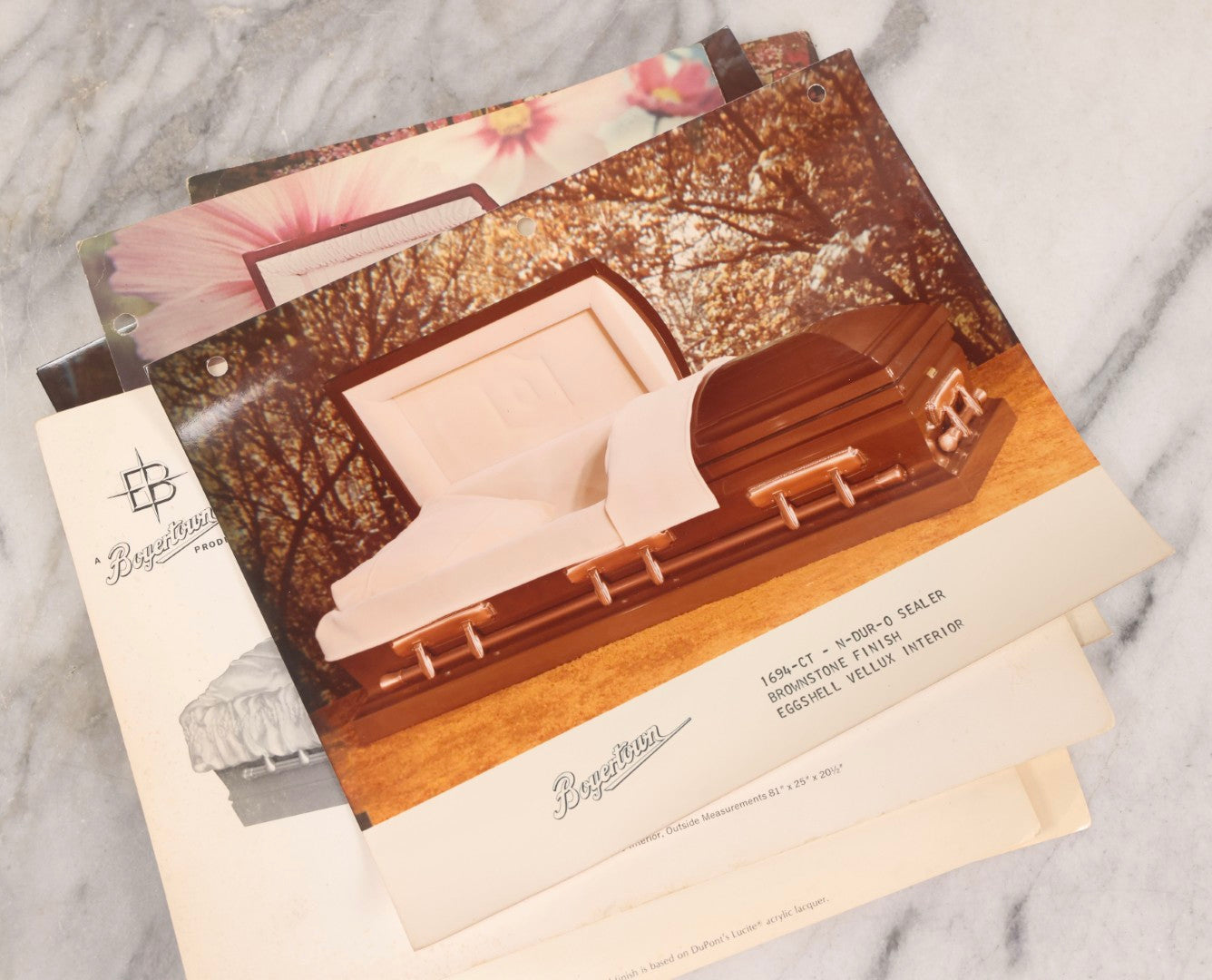 Lot 125 - Grouping Of 11 Vintage Boyertown Casket Company Advertising Brochures And Photographs With Pricing Information