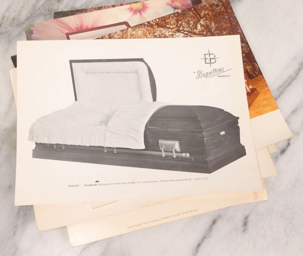 Lot 125 - Grouping Of 11 Vintage Boyertown Casket Company Advertising Brochures And Photographs With Pricing Information