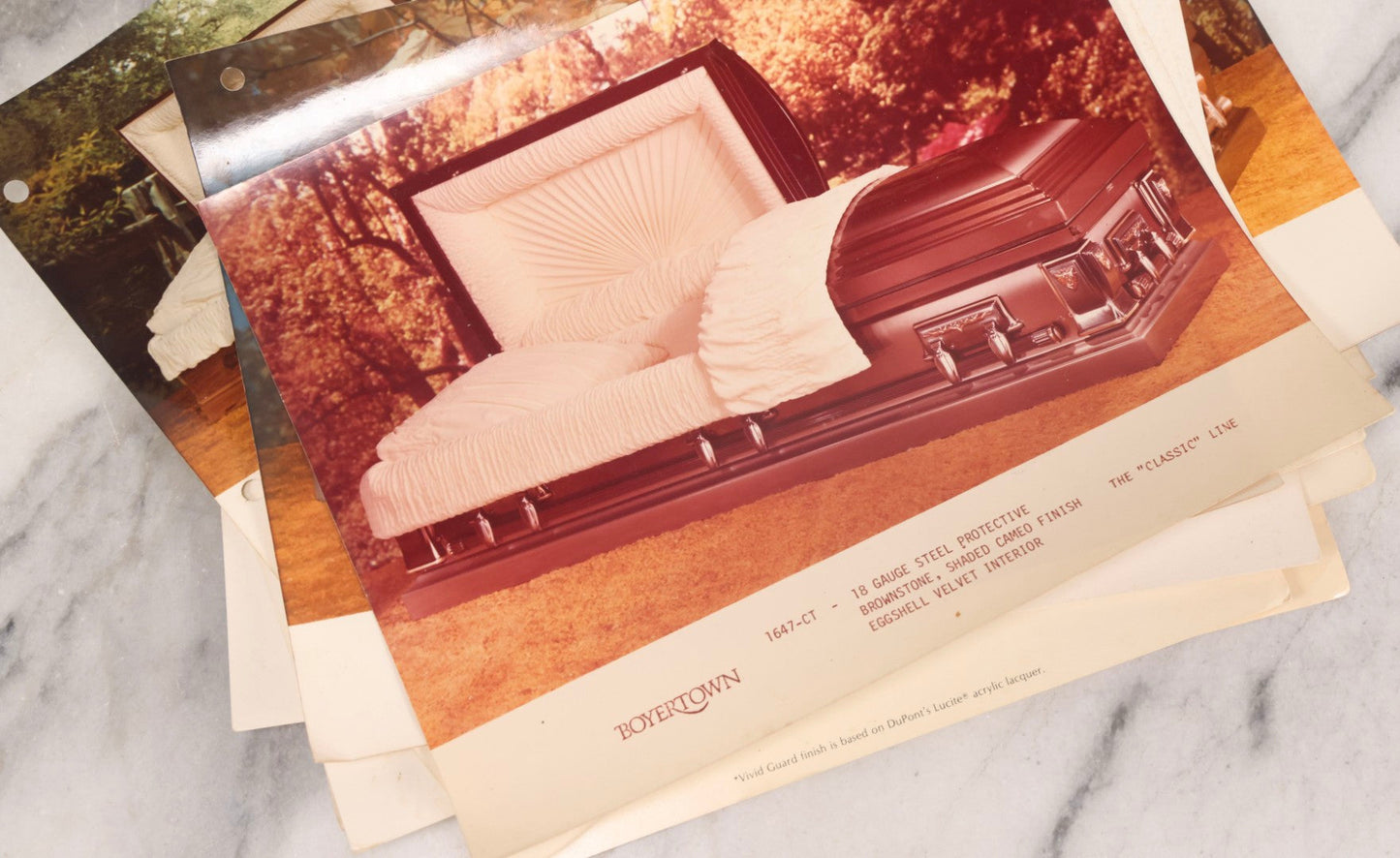Lot 125 - Grouping Of 11 Vintage Boyertown Casket Company Advertising Brochures And Photographs With Pricing Information