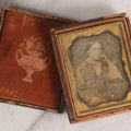 Lot 129 - Antique 1/9th Plate Daguerreotype Photograph Of Woman Resting Her Hand On Her Head In Full Split Leatherette Case