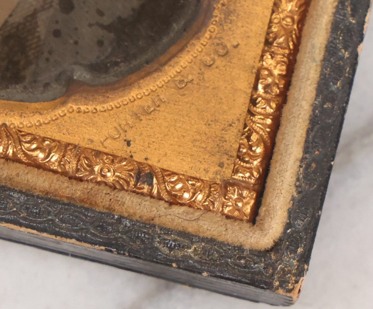 Lot 131 - Antique 1/9th Plate Ambrotype Photograph Of Young Bearded Man With Bowtie In Case With Cutting's Patent Brass Mat, Photographed By Porter & Co.