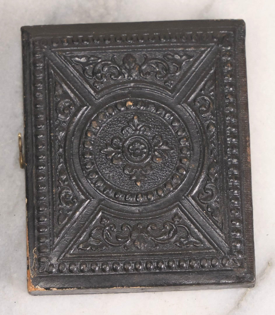 Lot 131 - Antique 1/9th Plate Ambrotype Photograph Of Young Bearded Man With Bowtie In Case With Cutting's Patent Brass Mat, Photographed By Porter & Co.