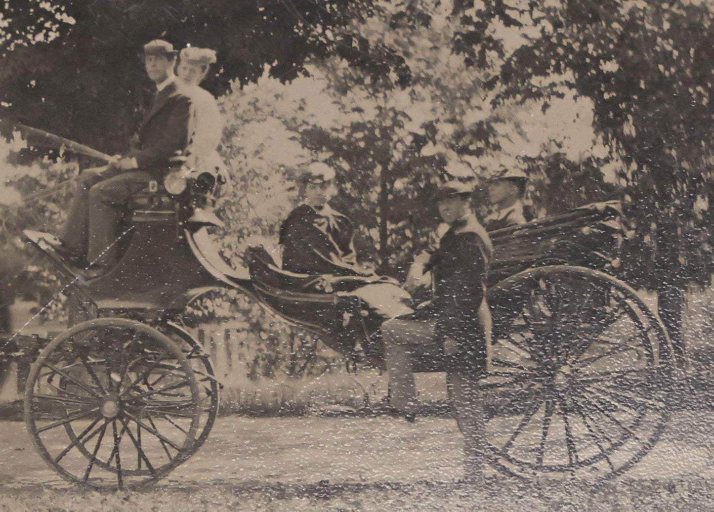 Lot 137 - Antique Uncased Outdoor Tintype Photograph Of Horse-Drawn Carriage With Driver And Passengers