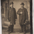 Lot 139 - Antique Uncased Tintype Photograph Of Two Men In Studio Interior Holding Doctor-Style Bags