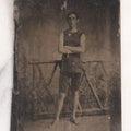 Lot 140 - Antique Uncased Tintype Photograph Of Young Man Athlete Posed Barefoot In Sleeveless Outfit