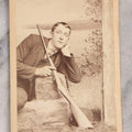 Lot 143 - Antique Carte De Visite CDV Photograph Of Young Man With Rifle, Outdoor Studio Scene, Photographed By F.H. Burgess, Augusta, Maine
