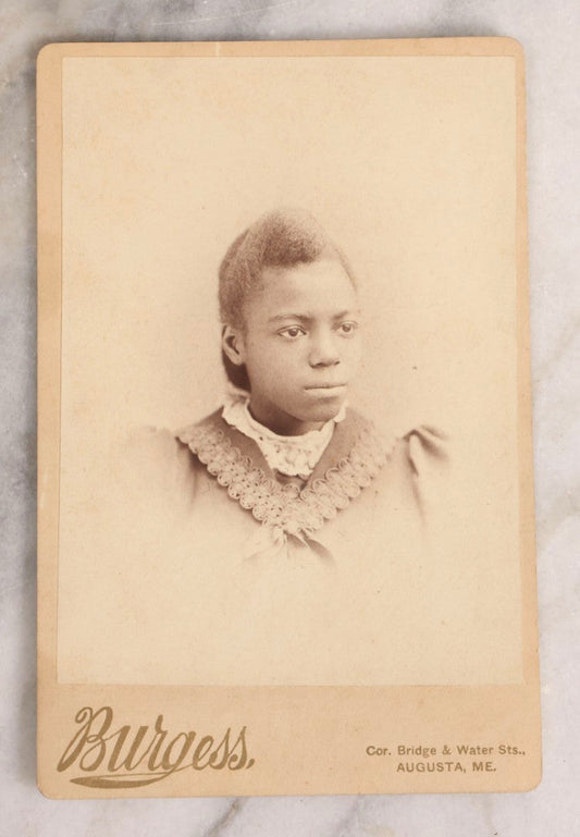 Lot 148 - Antique Cabinet Card Photograph Of African American Girl Photographed By Burgess, Augusta, Maine