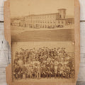 Lot 151 - Antique Board-Mounted Double Occupational Photograph Circa 1880 Depicting Unidentified Factory Or Mill Exterior And Group Portrait Of Workers Including Men, Women, And Boys