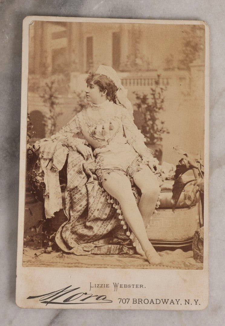 Lot 153 - Antique Cabinet Card Photograph Of Actress Lizzie Webster In Costume, Photographed By Jose Mora, New York