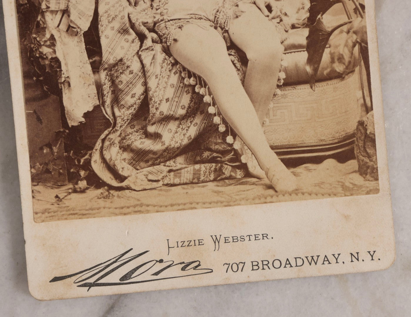 Lot 153 - Antique Cabinet Card Photograph Of Actress Lizzie Webster In Costume, Photographed By Jose Mora, New York