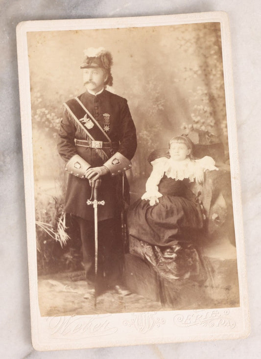 Lot 155 - Antique Cabinet Card Photograph Of Knights Of The Golden Eagle (K.G.E.) Member With Child, Photographed By Weber, Erie, Pennsylvania