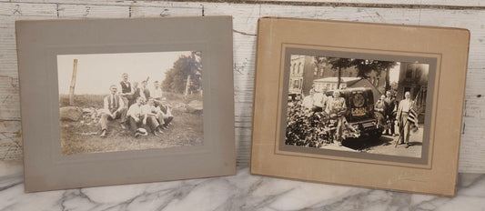 Lot 158 - Pair Of Vintage Early 20th Century Boarded Outdoor Photographs Of Men Including Loyal Order Of Moose Automobile Photographed By H. F. Bonewald, Rockville, Connecticut