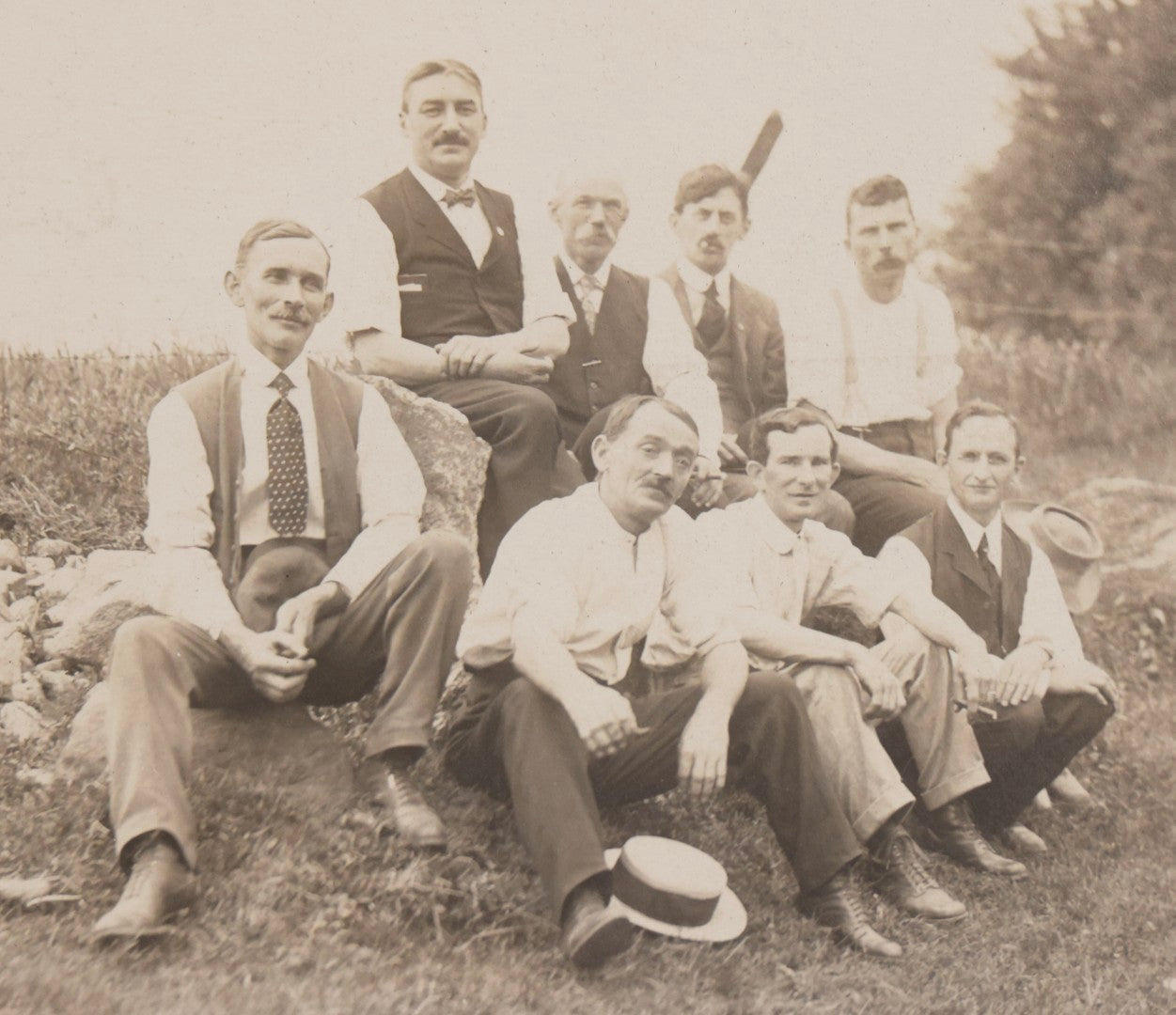 Lot 158 - Pair Of Vintage Early 20th Century Boarded Outdoor Photographs Of Men Including Loyal Order Of Moose Automobile Photographed By H. F. Bonewald, Rockville, Connecticut